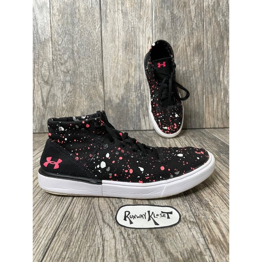 UNDER ARMOUR KickIt 2 Mid Splatter Sneakers Girl Boy Sz 6Y (WM Size 8)